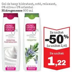 Sorli Hidrogenesse Gel de bany hidratant, cotó, relaxant, 0% oliva o 0% oriental oferta