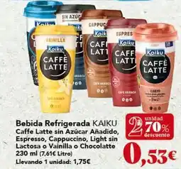 Gadis Kaiku - bebida refrigerada caffe latte sin azucar añadido oferta
