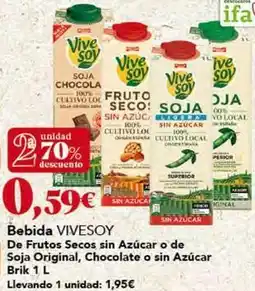 Gadis Vivesoy - bebida de frutos secos sin azucar o de soja original, chocolate o sin azucar oferta
