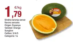 BonpreuEsclat Origen - síndria taronja sense llavors sencera origen. espanya varietat: orange sunbow calibre oferta