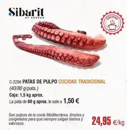 Abordo Sibarit - patas de pulpo cocidas tradicional oferta