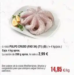 Abordo Costa - pulpo crudo oferta