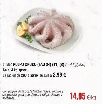 Abordo Costa - pulpo crudo oferta