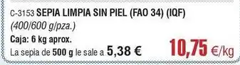 Abordo Sepia limpia sin piel oferta