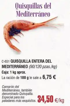 Abordo Cuisquilla entera del mediterraneo oferta