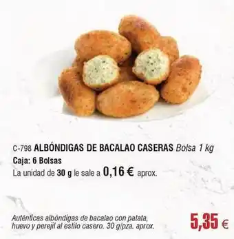 Abordo Albóndigas de bacalao caseras oferta