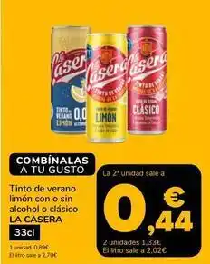 Supeco La casera - tinto de verano limon con o sin alcohol o clasico oferta