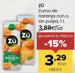 Autoservicios Familia Zu - zumo de naranja con o sin pulpa oferta