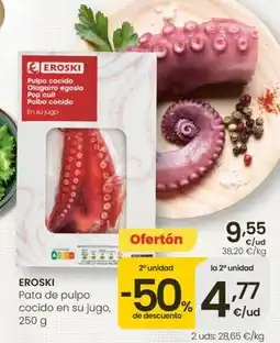 Eroski Eroski - pata de pulpo cocido en su jugo oferta