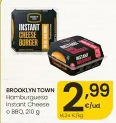 Eroski Brooklyn town - hamburguesa instant cheese o bbq oferta