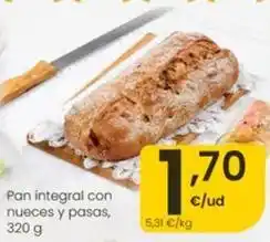 Eroski Pan integral con nueces y pasas oferta