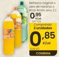 Eroski Refresco original o zero de naranja o lima-limon zero oferta
