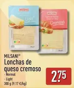 ALDI Milsani - lonchas de queso cremoso oferta