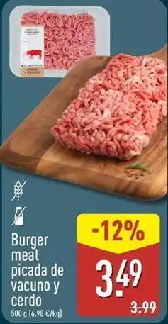 ALDI Burger meat picada de vacuno y cerdo oferta