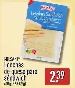 ALDI Milsani - lonchas de queso para sandwich oferta