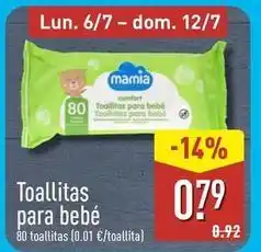 ALDI Mamia - toallitas para bebé oferta
