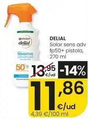 Eroski Garnier - delial solar sens adv fp50+ pistola oferta