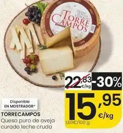 Eroski Torre campos - queso puro de oveja curado leche cruda oferta