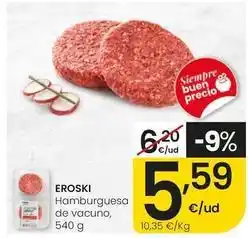 Eroski Eroski - hamburguesa de vacuno oferta