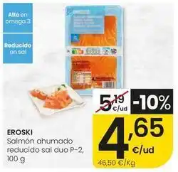 Eroski Eroski - salmon ahumado reducido sal duo p-2 oferta