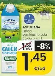 Eroski Asturiana - leche semidesnatada calcio brik oferta