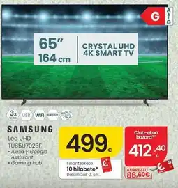 Eroski Samsung - led uhd tu65u7025f oferta