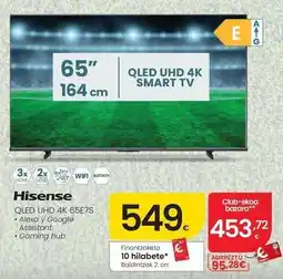 Eroski Hisense - qled uhd 4k 65e7s oferta