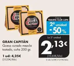 Supermercados Lupa Gran capitán - queso curado mezcla tostado oferta