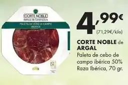 Supermercados Lupa Argal - corte noble paleta de cebo de campo ibérica 50% raza ibérica oferta