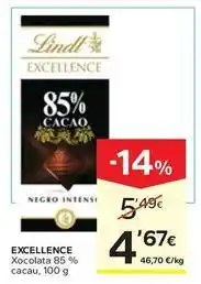 Caprabo Lindt - excellence xocolata cacao oferta