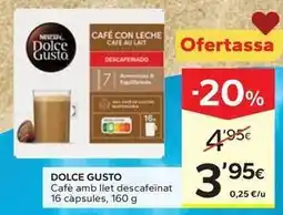 Caprabo Dolce gusto - cafe amb llet descafeinat oferta