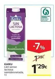 Caprabo Kaiku - llet sense lactosa semidesnatada oferta