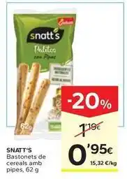 Caprabo Snatt's - bastonets de cereals amb pipes oferta