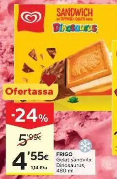 Caprabo Frigo - gelat sandvitx dinosaurus oferta