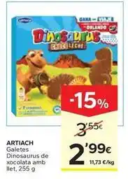 Caprabo Artiach - galetes dinosaurus de xocolata amb llet oferta