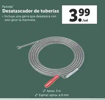 Lidl Desatascador de tuberías parkside oferta