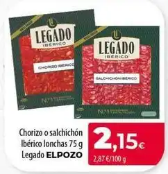 Spar Tenerife Legado elpozo - chorizo o salchichon iberico lonchas oferta