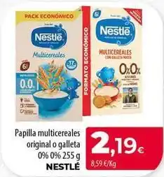 Spar Tenerife Nestlé - papilla multicereales original o galleta 0% 0% oferta