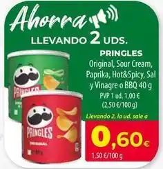 Spar Tenerife Pringles - original, sour cream, paprika, hot& spicy, sal y vinagre o bbq oferta