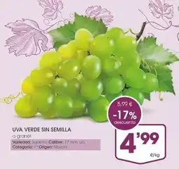 Supermercados Plaza Origen - uva verde sin semilla oferta