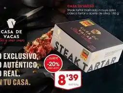 Supermercados Plaza Steak tartar marinado incluye salsa clásica tartar y aceite de oliva oferta