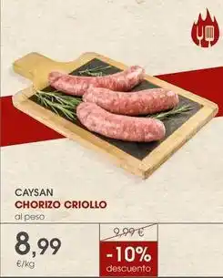Supermercados Plaza Caysan - chorizo criollo oferta