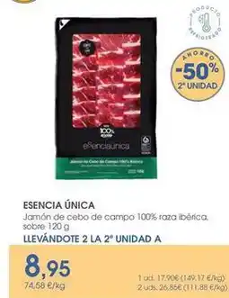 Supermercados Plaza Esencia única covap - jamón de cebo de campo 100% raza ibérica, sobre oferta