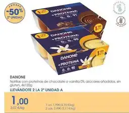 Supermercados Plaza Danone - natillas con proteinas de chocolate o vainilla 0% azúcares añadidos sin gluten oferta