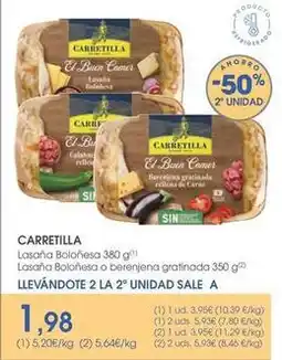 Supermercados Plaza Carretilla - lasaña boloñesa o berenjena gratinada oferta