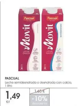 Supermercados Plaza Pascual - leche semidesnatada o desnatada con calcio oferta