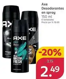 Rossmann Axe - desodorantes en spray oferta