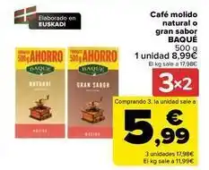 Carrefour Cafe baque - café molido natural o gran sabor oferta