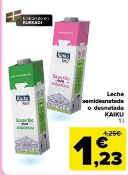 Carrefour Kaiku - leche semidesnatada o desnatada oferta