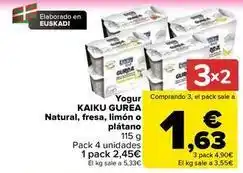Carrefour Kaiku - yogur natural, fresa, limon o platano oferta
